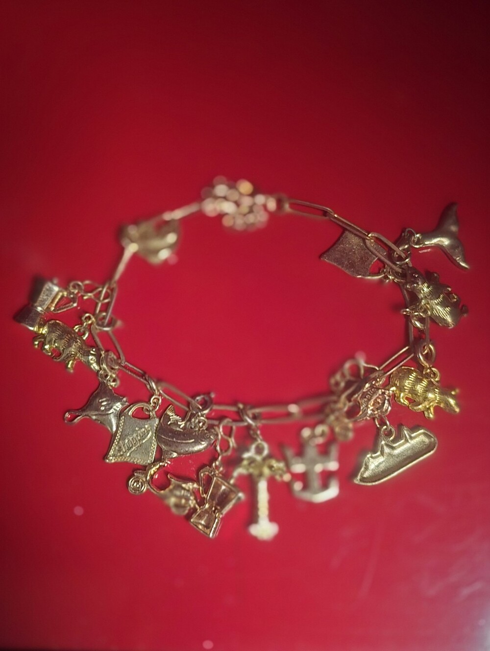 Gold Colored Travelers  Engaging Conversarion Starter Charm Bracelet